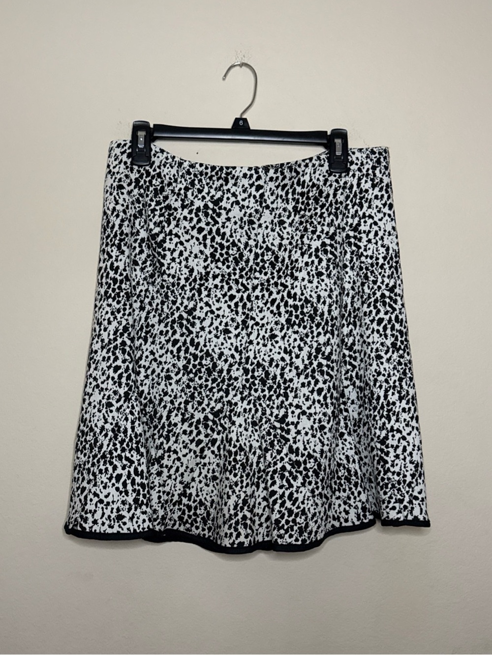 Women's Black & White Animal Print A-Line Skirt